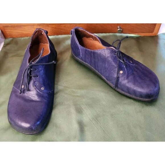 SERGIO TOMANI Smoky Blue Leather Lace Up Shoes Rubber Soles Sz 6-6.5 Columbia - Picture 1 of 9